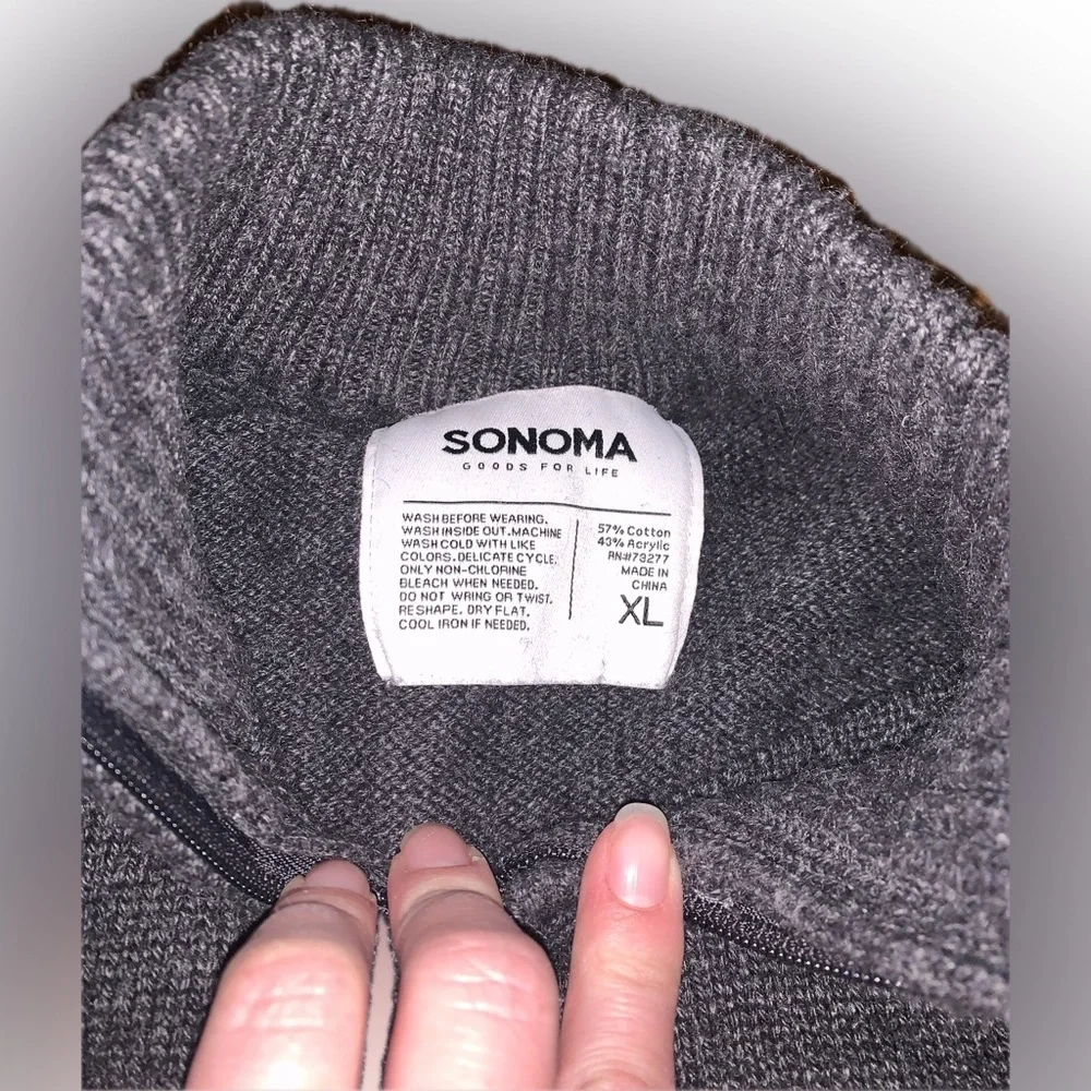 Sonoma Two Tone Heather Marled Gray Quarter-Zip Knit Sweater Pullover Shirt XL